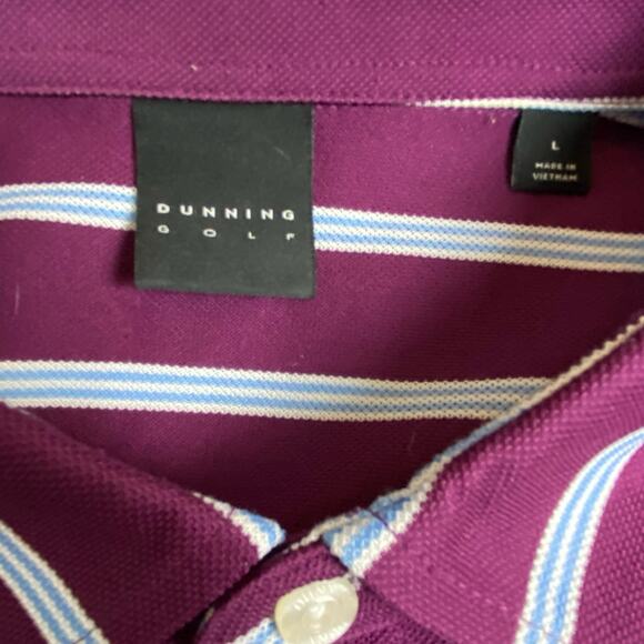 Dunning Golf Burgundy Stripe Polo Size Large - Picture 5 of 7
